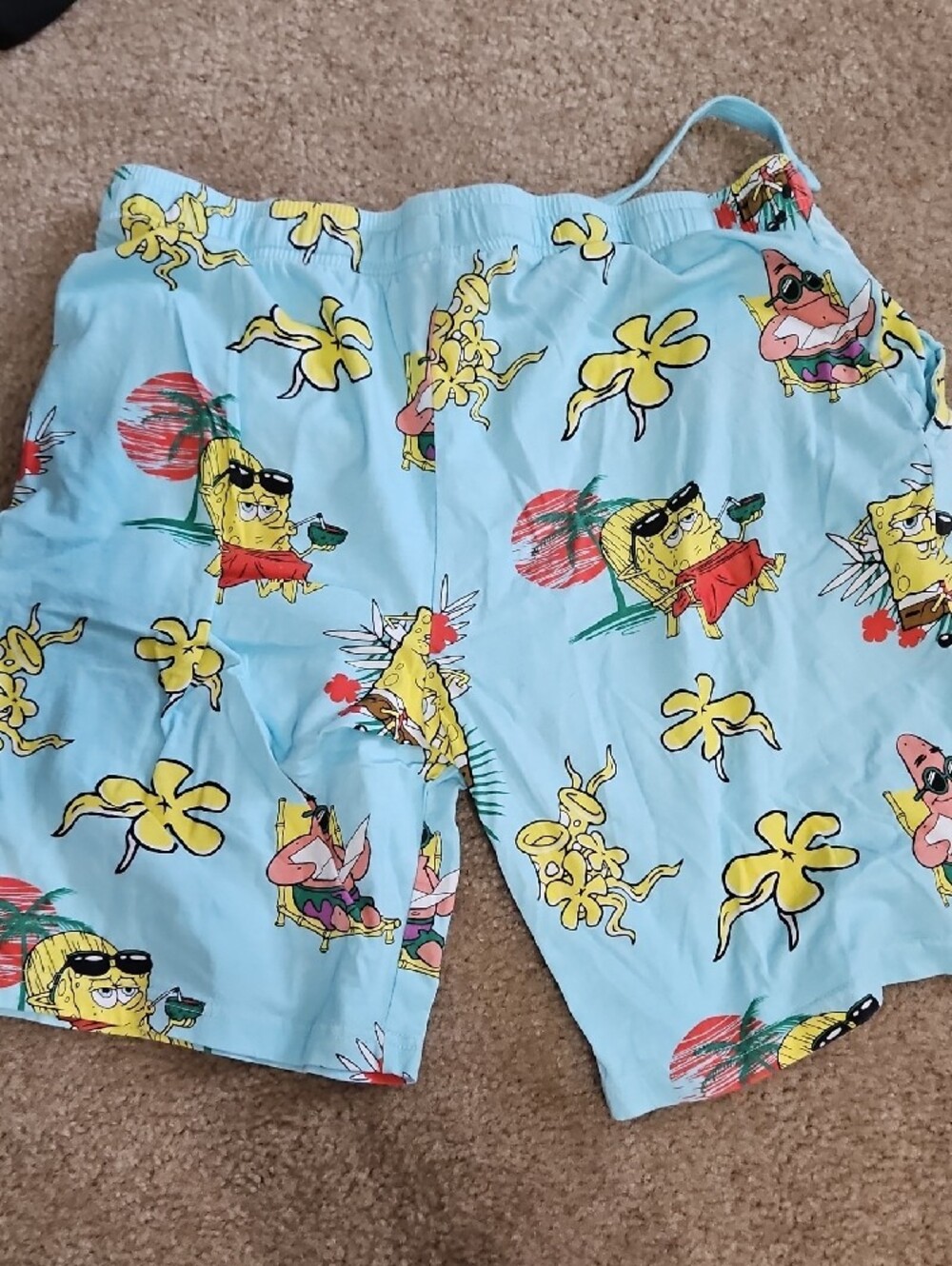 SpongeBob SquarePants Light Blue Tropical Print Swim Shorts - Picture 3 of 3
